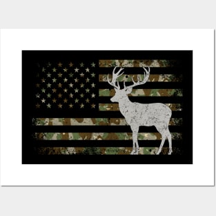 Deer USA flag camoflag  Hunting Hunter  Elk Buck vintage Posters and Art